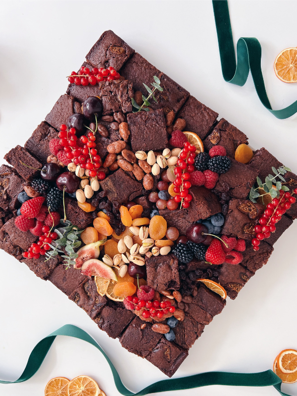 Festive Brownie and Fruit Platter